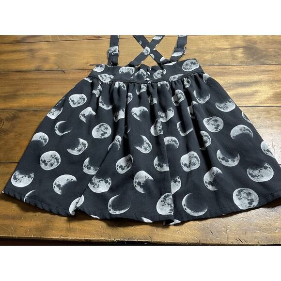 Hot Topic Moon Phase Suspender Skirt Button Front Black Gray Size Small SM - Picture 5 of 13